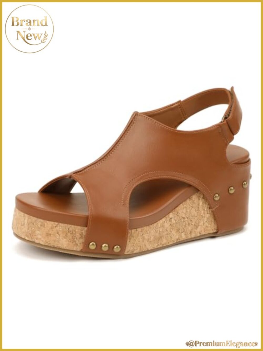 Faux Leather Platform Wedge Sandals Cork Open Toe Slingback Comfortable Summer